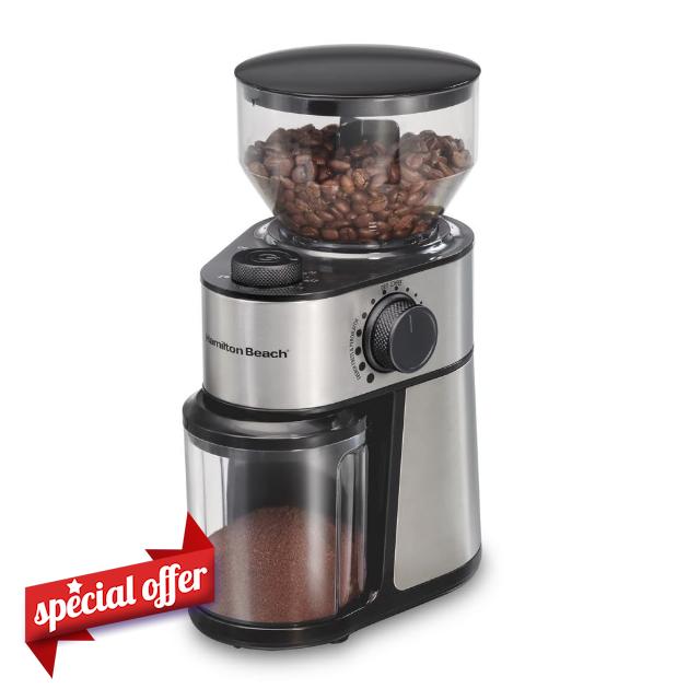 Hamilton Beach Electric Burr Coffee Grinder with Large 16oz Hopper & 18 Settings For 2-14 Cups