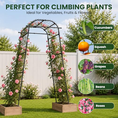 7.2ft Tall Vine Support with Netting & Gloves for Cucumbers Beans Roses