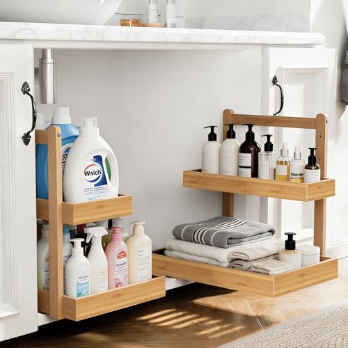 Bamboo Cabinet Storage Shelf with Adjustable Height