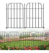 Blingluck Decorative Metal Garden Fence 6 Panels, 32in (H) x 12.2ft (L) No Dig Outdoor Dog Fence ...