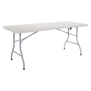Office Star Resin Rectangle Center-Folding Portable Table for Picnics