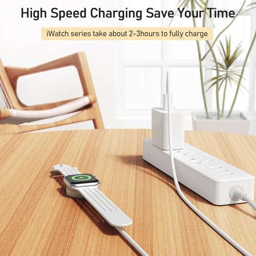 Portable Fast Wireless Magnetic iWatch Charging Cable Cord with USB C Wall Charger Block Plug Adapter Compatible with Apple Watch Series 10