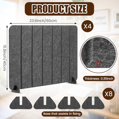 16 x 24 Inches Sound Absorbing Desktop Divider with 8 Stable Bases Foldable Office Partition for Home & Office