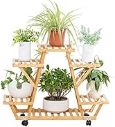 Bamboo 5 Tier 6 Potted Plant Stand Rack Multiple Flower Pot Holder Shelf Indoor Outdoor Planter D...