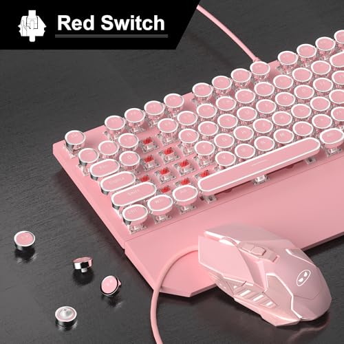 Cute Light Up Wired Mechanical Keyboard with Linear Red Switches