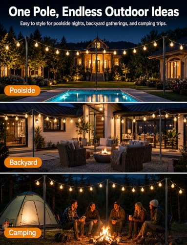 Thickened Metal Christmas Lights Hanger Pole Outdoor with Fork