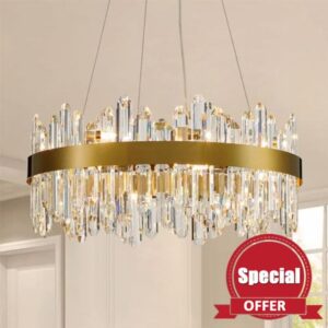 Gold Modern Oval Crystal Chandelier