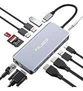 Falwedi Triple Monitor USB C Docking Station, Dual HDMI & VGA Adapter, PD3.0, Ethernet, SD TF Car...