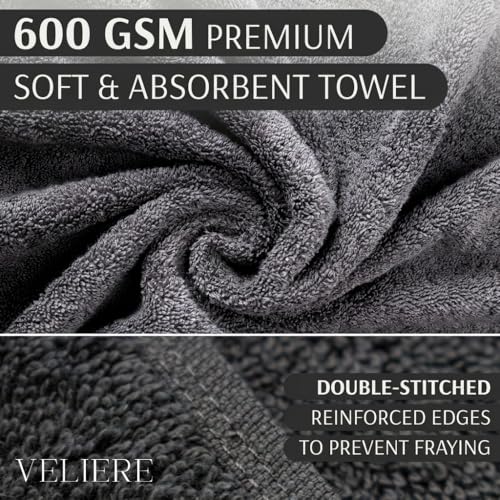 2 Bath Towels 2 Hand Towel 2 Washcloths Towel (Dark Gray)