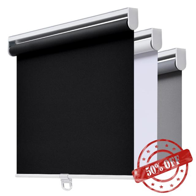 AOSKY Cordless Roller Shades Blackout Blinds for Windows Room Darkening Rolled Up Shades with Spring System