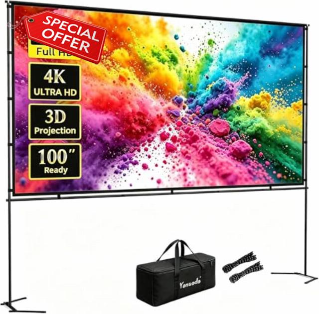 100-Inch Projector Screen with Stand