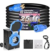 Seeutek 50 Amp Generator Extension Cord 25 Feet Generator Cable 125V/250V 12500W Generator Power ...