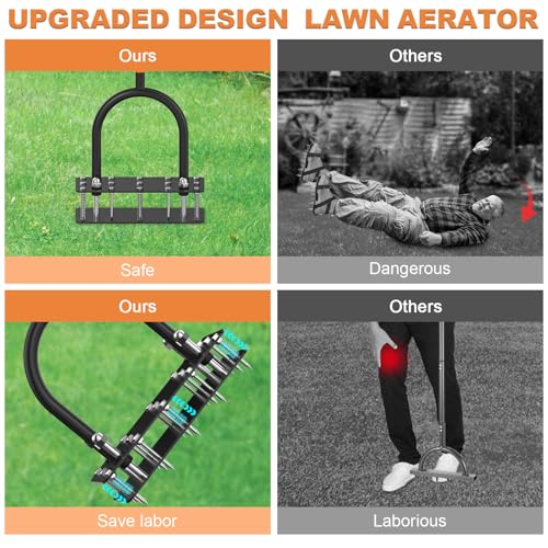Pre-Assembled Lawn Aerator Tools (Black + Orange)