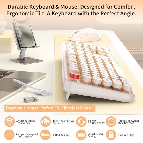 MOFII 104 Round Keycaps Retro Typewriter with OTG & Brush