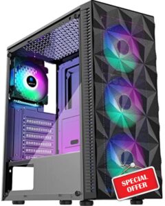 MOROVOL PC Case Pre-Install 4 RGB Fans