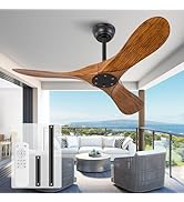 KBZZ 42 Inch Black Ceiling Fans without Lights,6 Speeds,Reversible Silent DC Motor,3 ABS Blades,M...