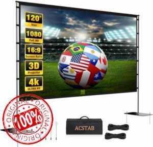 Outdoor Projector Screen with Stand - 120 inch Portable Movie Screen for Backyard