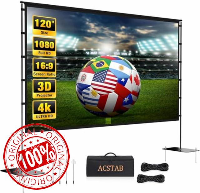 Outdoor Projector Screen with Stand - 120 inch Portable Movie Screen for Backyard