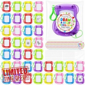 36 Pack Back to School Gifts for Student Bulk Mini Magnetic Drawing Board Backpack Keychain Clip Erasable Doodle Writing Pad Sketch with Sticker and Bag Classroom Prizes Goodie Bag Stuffe