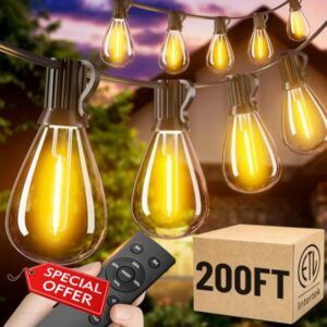 200FT Outdoor String Lights with Remote