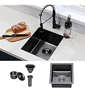 HOTIS 18 X 18 Inch Drop In Bar Sink, Stainless Steel Small Kitchen Sink, Top Mount Deep Workstati...