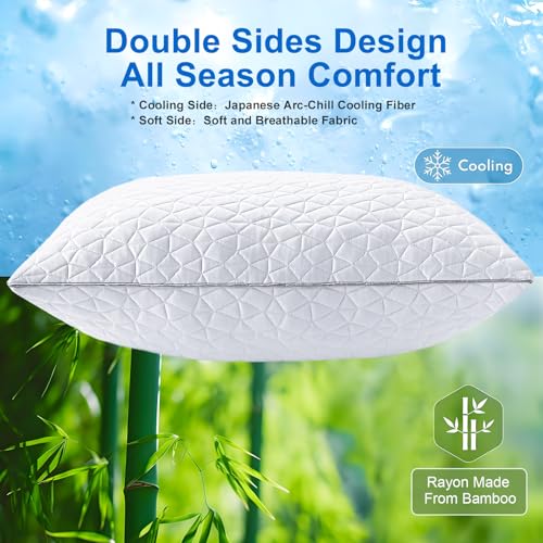 Adjustable Firm Bed Pillows Cool Cold Pillow for Hot Side Back Stomach Sleepers with Removable Washable Cover