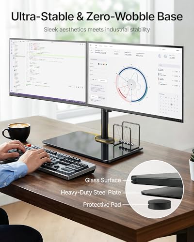 Heavy-Duty Dual Monitor Mount Holds 22 lbs per Arm