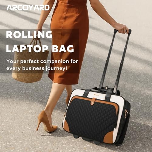 Rolling Briefcase for Women with Waterproof Pocket