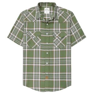 Dubinik® Viscose Made from Bamboo Mens Short Sleeve Shirts Plaid Shirt Western Cowboy Pearl Snap Casual Plaid Shirts for Me