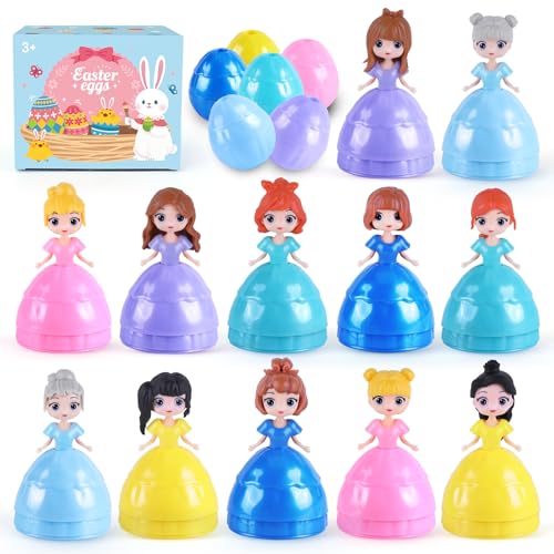 Uiseba 12 PCS Princess Prefilled Easter Eggs