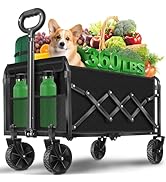 Collapsible Wagons Carts Foldable Wagon, 500LBS Heavy Duty Wagon Cart Foldable with Brakes & All-...