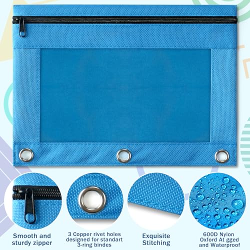6 Assorted Colors Binder Pencil Case for Students