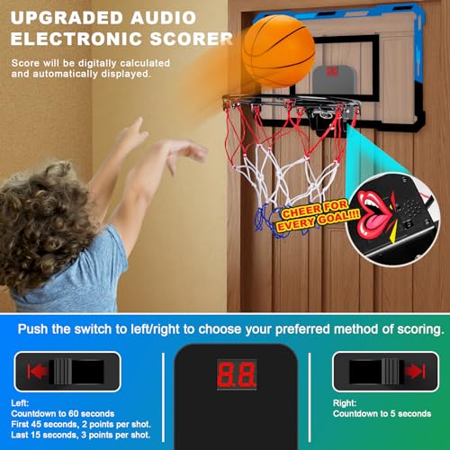 Door Room Basketball Mini Hoop with 3 Batteries and Balls
