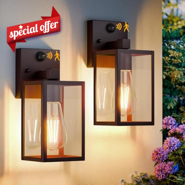 2 Pack Motion Sensor Outdoor Light Fixtures Wall Mount