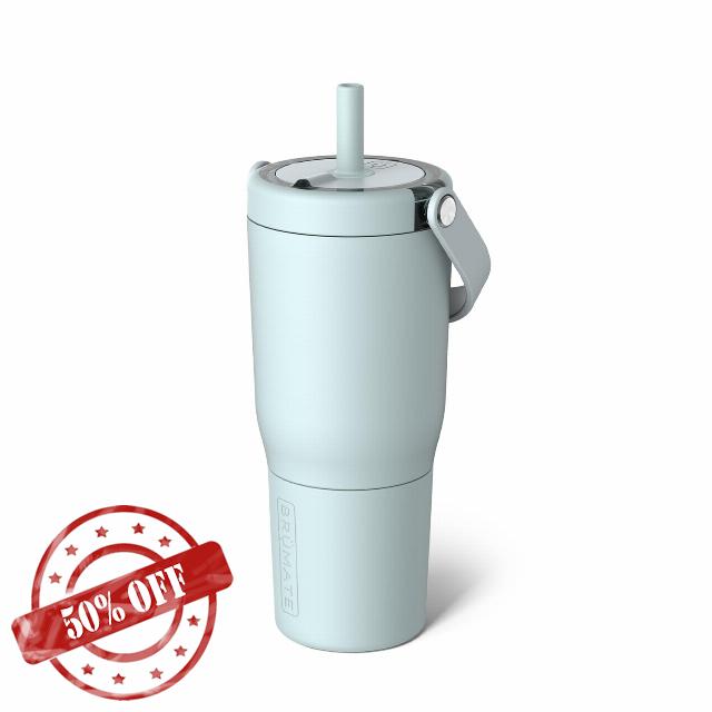 BrüMate Resa 25oz 100% Leakproof Travel Tumbler w/Handle & Straw | Flexible SoftSip Straw | Silicone Sleeve for Durability | Stainless Steel | Cup Holder & Travel Friendly Water Bottle (Blue Agave)