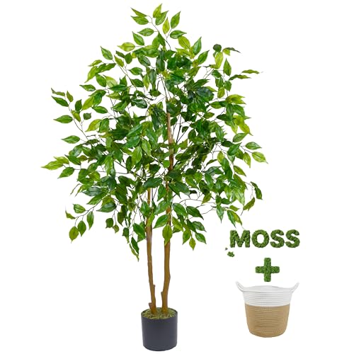 4ft Tall Fake Ficus Tree with Basket