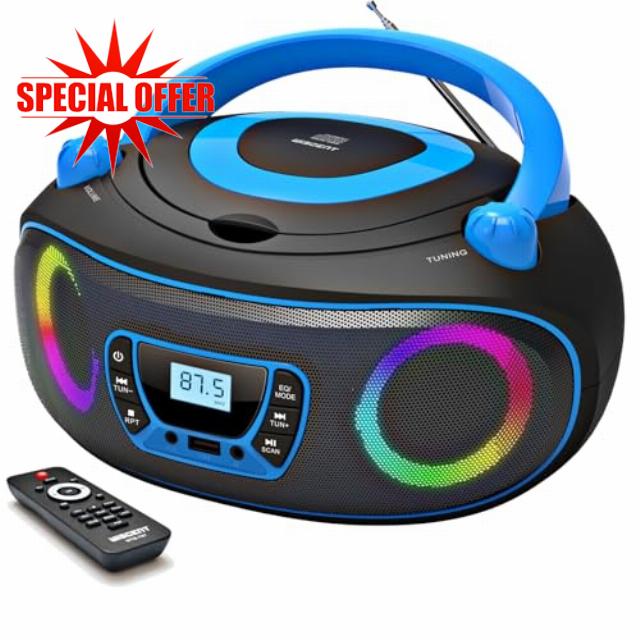 Portable Radio CD Player Boombox with Bluetooth