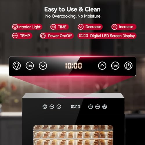 Adjustable Temperature up to 167°F & 48-Hour Timer for Jerky