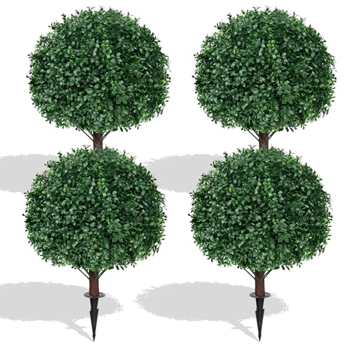 16'' UV Resistant Fake Evergreen Shrubs Bushes Plants with Ground Spike