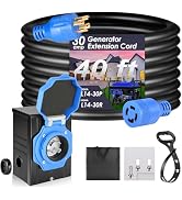 Seeutek 30 Amp Generator Extension Cord 30 Feet, Generator Cable 4 Prong 125V/250V 7500W Generato...