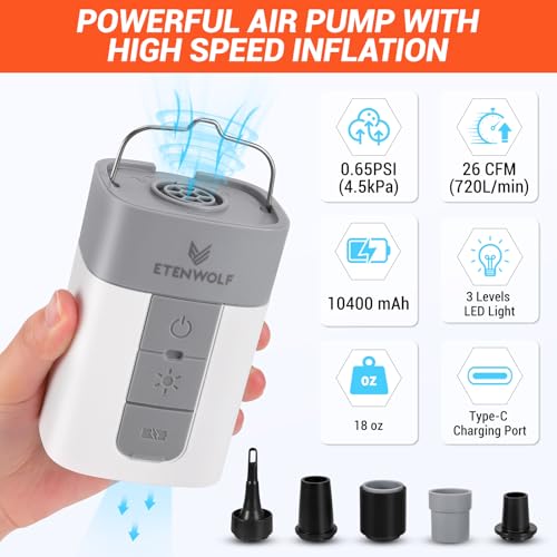 10400 mAh Portable Electric Air Pump with Camping Light