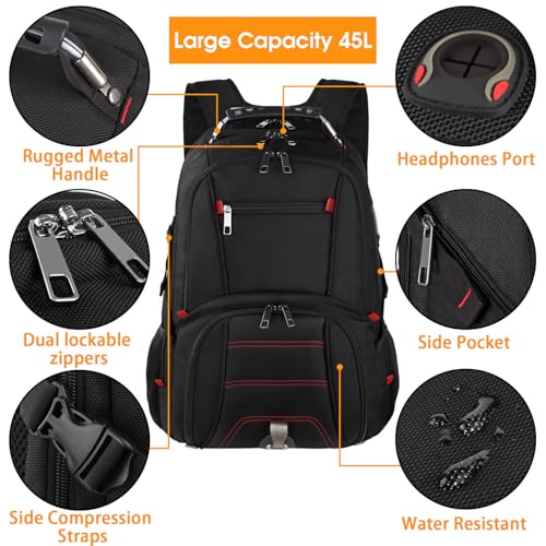 TSA Friendly Heavy Duty Big Business Computer Bag Tech Backpacks Bag Fit 17 Inch Laptops