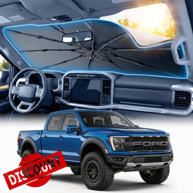 for Ford F150/250/350/450 Windshield Sun Shade Umbrella [10-Rib Anti-Sagging