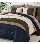 Dinjoy Floral Comforter Set Queen, 7 Piece Pink Bedding with Sheet Elegant Bed in a Bag with Bota...