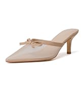Mostrin Kitten Mules Heels for Women Pointed Closed Toe Heels Vintage Slip on Stiletto Dressy Pum...