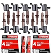 MAS Set of 10 Performance Ignition Coils Pack & OEM Motorcraft Spark Plugs SP509 Compatible with ...