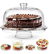 Masthome Bamboo Christmas Cake Stand with Lid, Rotating Cake Holder with Dome, Dessert Table Disp...