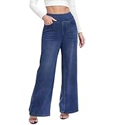 TONIRY Wide Leg Pull On Jeans Womens High Rise Stretchy Jeans Denim Pants with Elastic Waist Tumm...