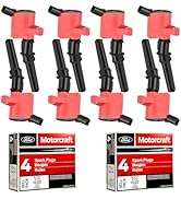 MAS Yellow Set of 10 Ignition Coil Pack DG508 Curved Boot & Motorcraft Spark Plug SP479 Compatibl...