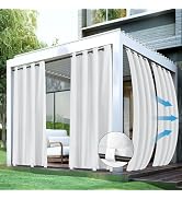 HolidayIdeas Outdoor Curtains for Patio Waterproof Taupe Outside Linen Curtains 84 inch Length 4 ...
